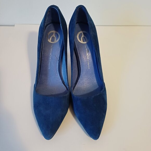 The Wishbone Collection Royal Blue Suede Pumps Heels Size 6.5 M - Picture 2 of 8
